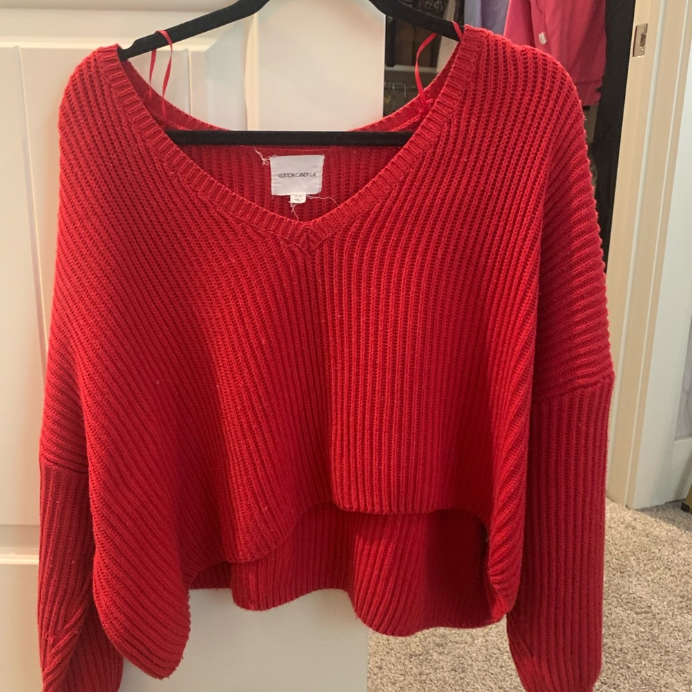 Red cotton candy LA sweater